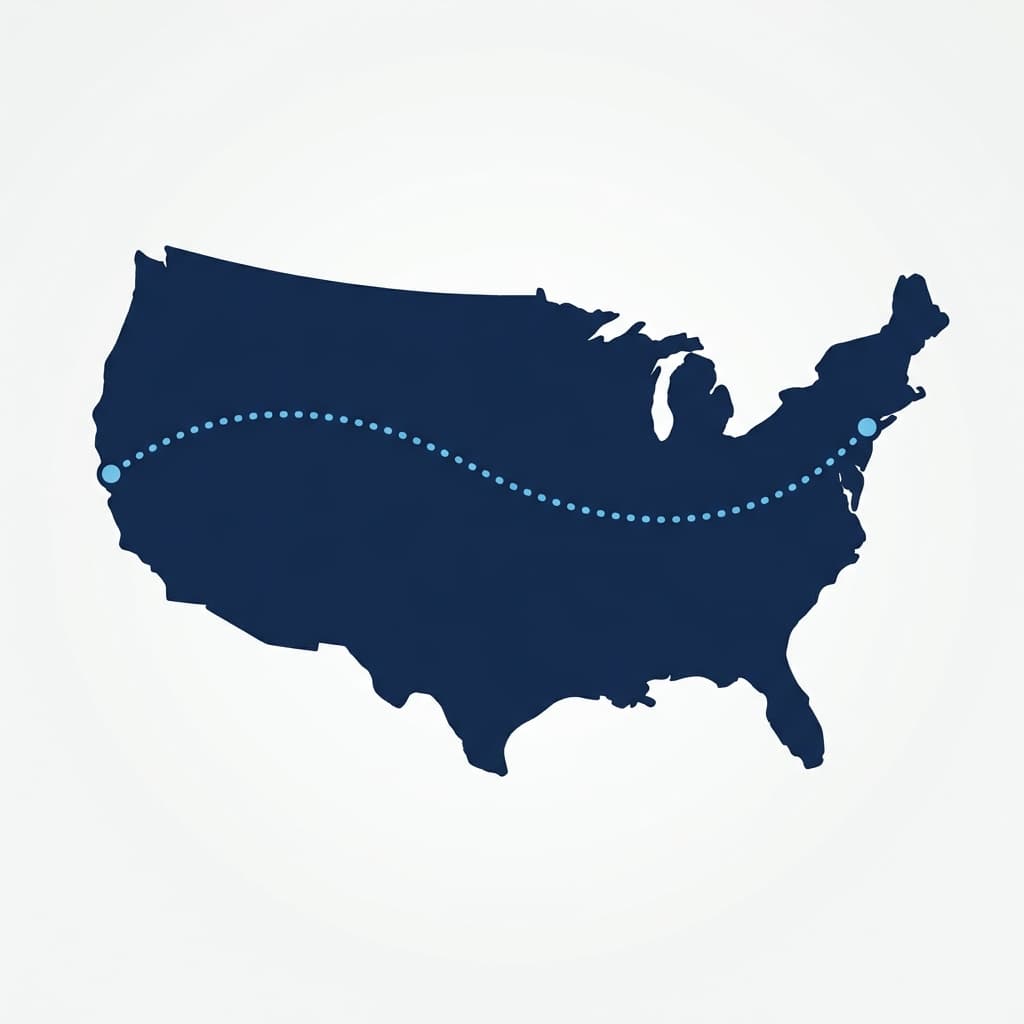 Mainland to Hawaii ocean shipping route illustration